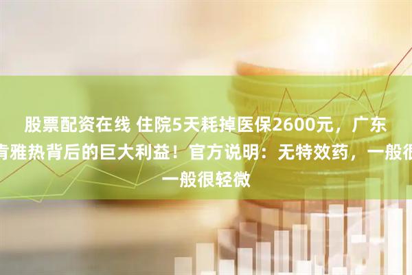 股票配资在线 住院5天耗掉医保2600元，广东基孔肯雅热背后的巨大利益！官方说明：无特效药，一般很轻微